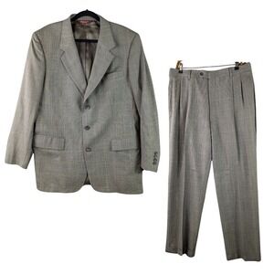Jos A Bank Corporate‎ Collection Suit Set Wool Mens 43L W34 L31 Window Pane Corp